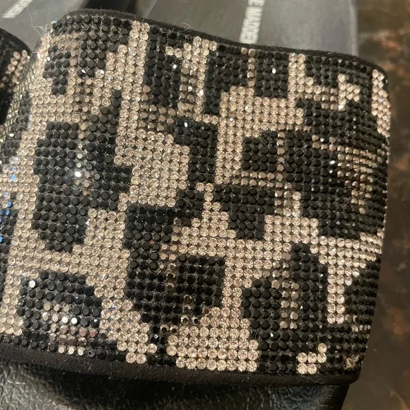 Steve Madden Black and Silver Patterned Slide Sandals - Picture 3 of 5